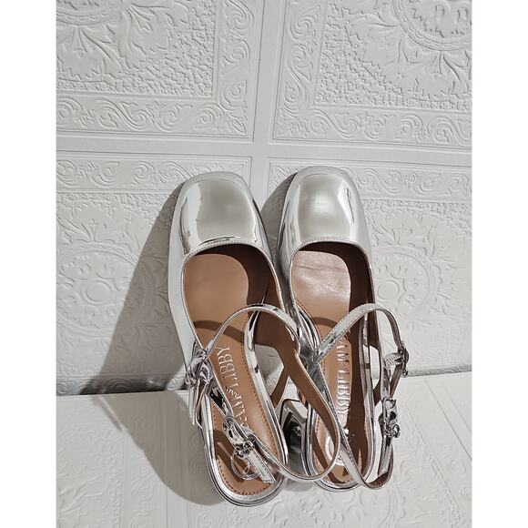 Sam and Libby Slingback Mary Jane Pumps Block Heel Womens 8 Silver - Picture 4 of 12